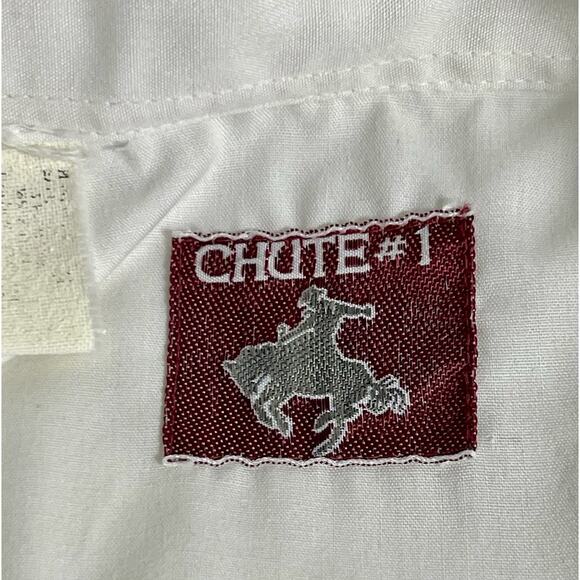 Chute Western Shirt White Embroidered Flowers Pearl Snap Large Cowgirl ranch - Picture 3 of 7